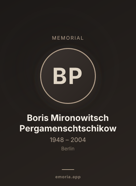 Memorial portrait of Boris Mironowitsch Pergamenschtschikow