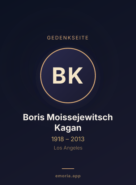 Gedenkportrait von Boris Moissejewitsch Kagan