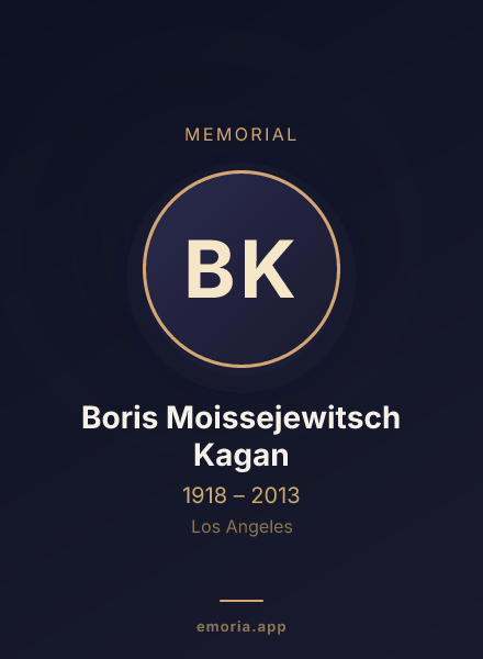 Memorial portrait of Boris Moissejewitsch Kagan