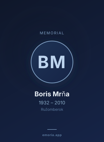 Memorial portrait of Boris Mrňa