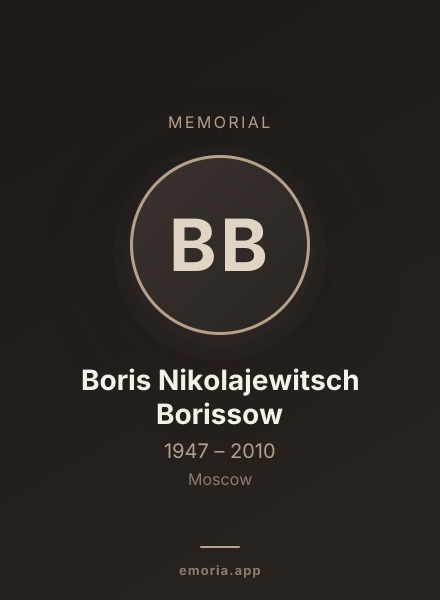Memorial portrait of Boris Nikolajewitsch Borissow