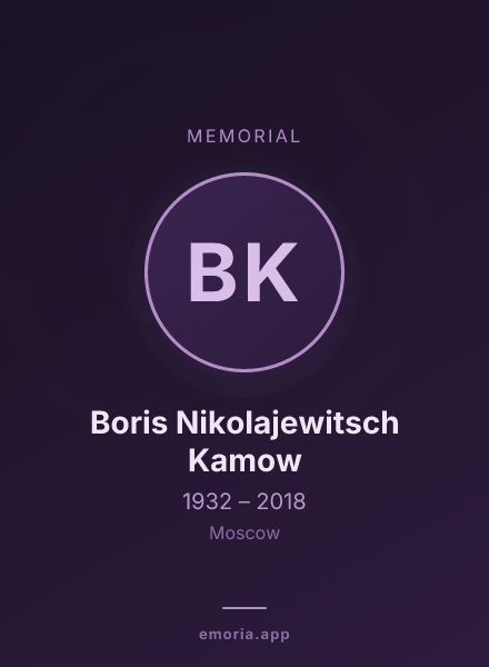 Memorial portrait of Boris Nikolajewitsch Kamow