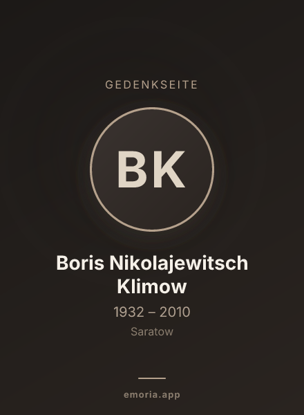 Gedenkportrait von Boris Nikolajewitsch Klimow
