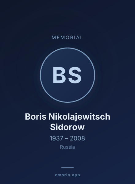 Memorial portrait of Boris Nikolajewitsch Sidorow