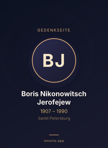 Gedenkportrait von Boris Nikonowitsch Jerofejew