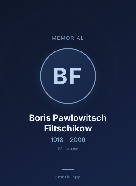 Memorial portrait of Boris Pawlowitsch Filtschikow