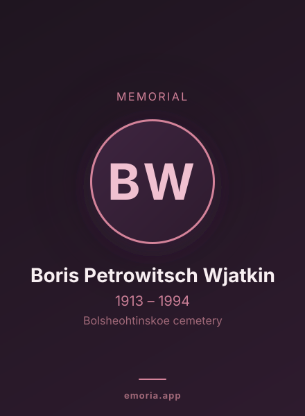 Memorial portrait of Boris Petrowitsch Wjatkin