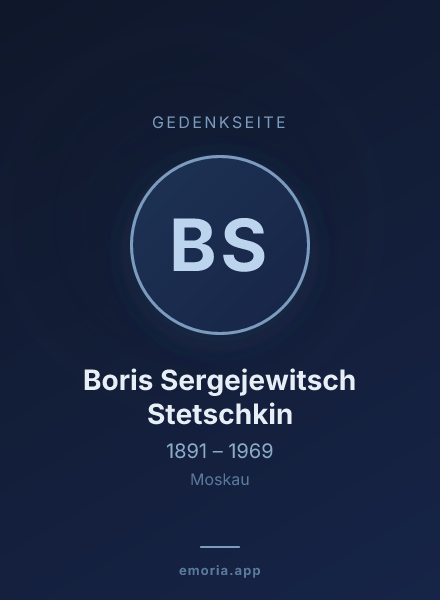 Gedenkportrait von Boris Sergejewitsch Stetschkin