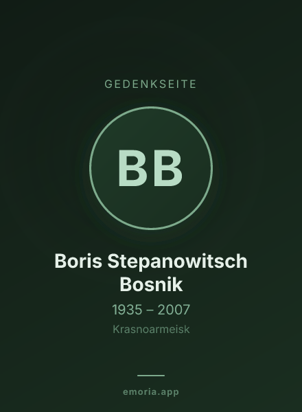 Gedenkportrait von Boris Stepanowitsch Bosnik