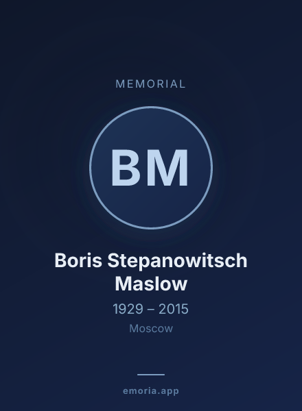 Memorial portrait of Boris Stepanowitsch Maslow