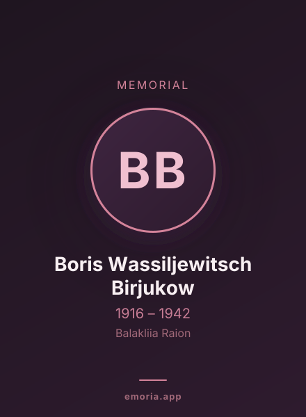 Memorial portrait of Boris Wassiljewitsch Birjukow
