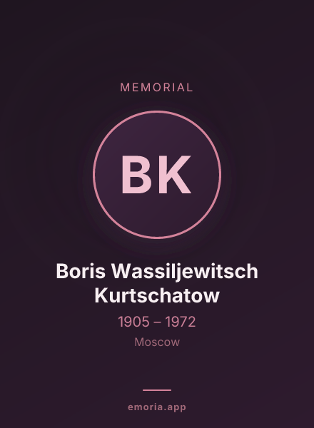 Memorial portrait of Boris Wassiljewitsch Kurtschatow
