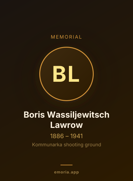 Memorial portrait of Boris Wassiljewitsch Lawrow
