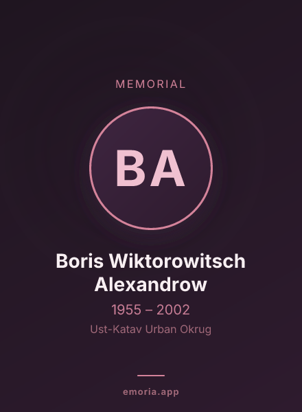 Memorial portrait of Boris Wiktorowitsch Alexandrow