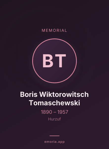 Memorial portrait of Boris Wiktorowitsch Tomaschewski