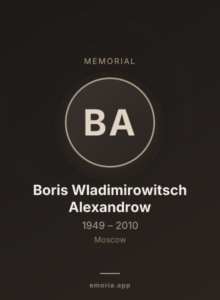 Memorial portrait of Boris Wladimirowitsch Alexandrow