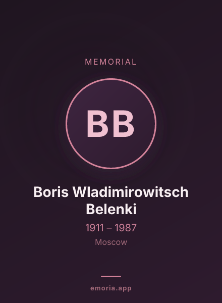 Memorial portrait of Boris Wladimirowitsch Belenki
