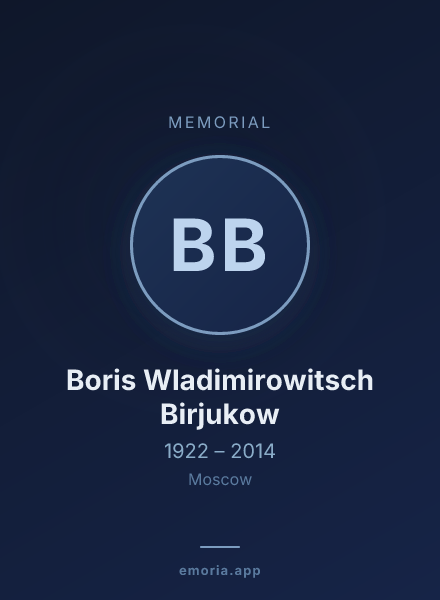 Memorial portrait of Boris Wladimirowitsch Birjukow
