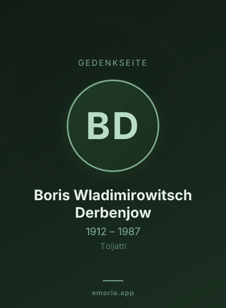 Gedenkportrait von Boris Wladimirowitsch Derbenjow