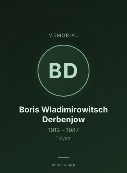 Memorial portrait of Boris Wladimirowitsch Derbenjow