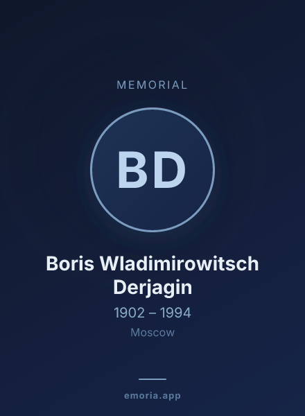 Memorial portrait of Boris Wladimirowitsch Derjagin