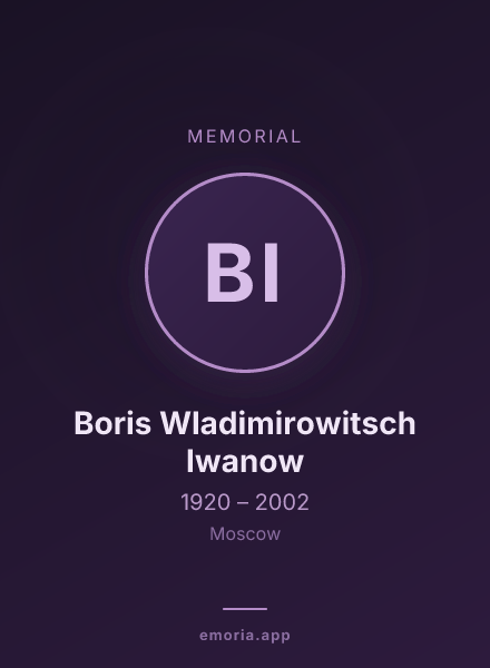 Memorial portrait of Boris Wladimirowitsch Iwanow