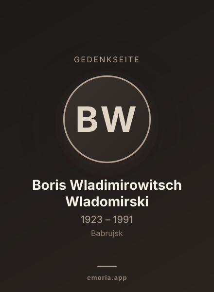 Gedenkportrait von Boris Wladimirowitsch Wladomirski