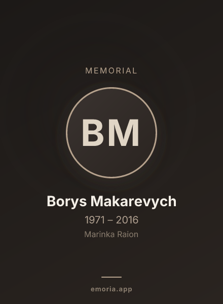 Memorial portrait of Borys Makarevych