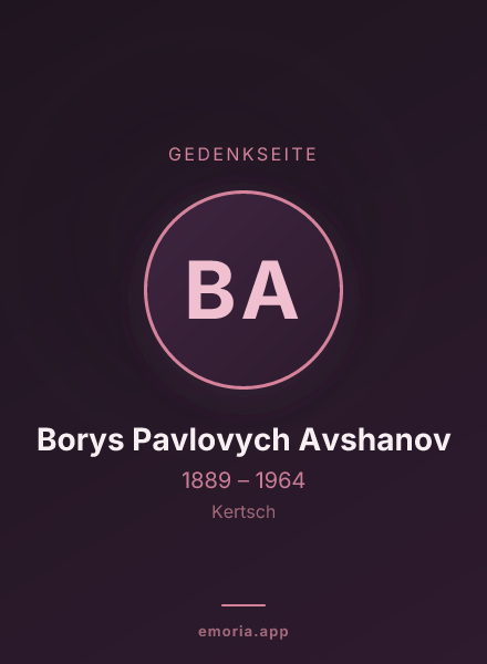 Gedenkportrait von Borys Pavlovych Avshanov
