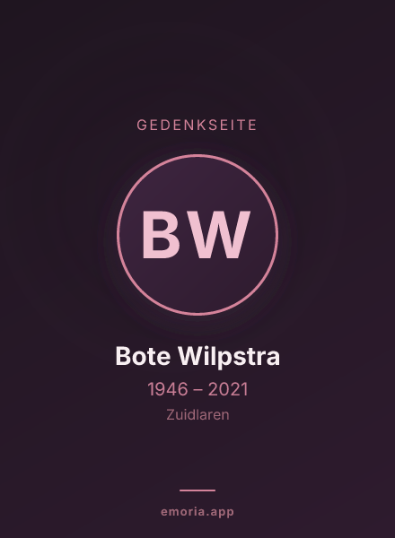 Gedenkportrait von Bote Wilpstra