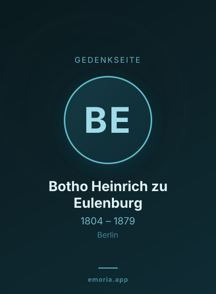 Gedenkportrait von Botho Heinrich zu Eulenburg