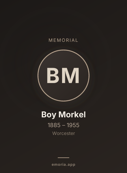 Memorial portrait of Boy Morkel