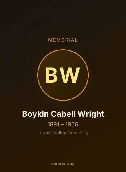 Memorial portrait of Boykin Cabell Wright