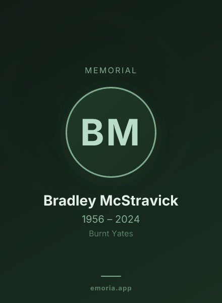 Memorial portrait of Bradley McStravick