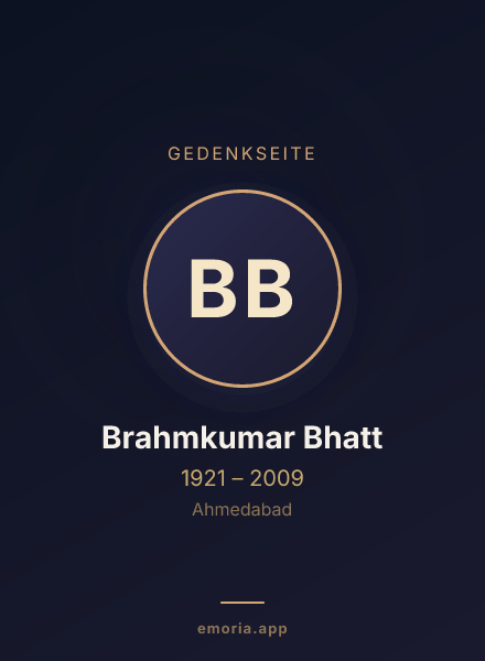 Gedenkportrait von Brahmkumar Bhatt