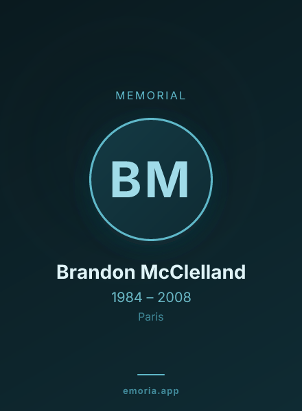 Memorial portrait of Brandon McClelland