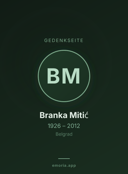 Gedenkportrait von Branka Mitić