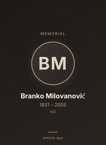 Memorial portrait of Branko Milovanović