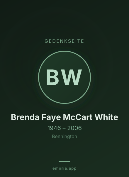 Gedenkportrait von Brenda Faye McCart White