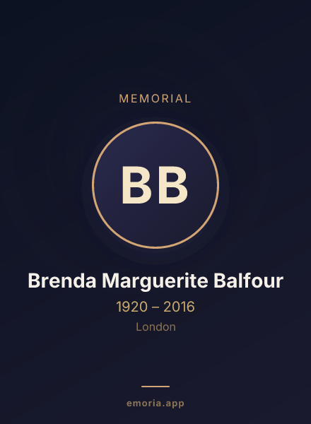 Memorial portrait of Brenda Marguerite Balfour