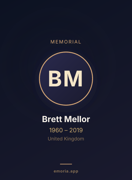 Memorial portrait of Brett Mellor