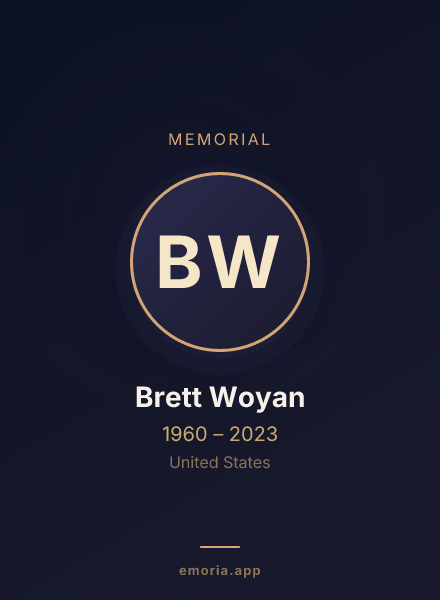 Memorial portrait of Brett Woyan