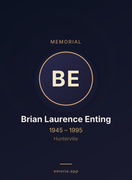 Memorial portrait of Brian Laurence Enting