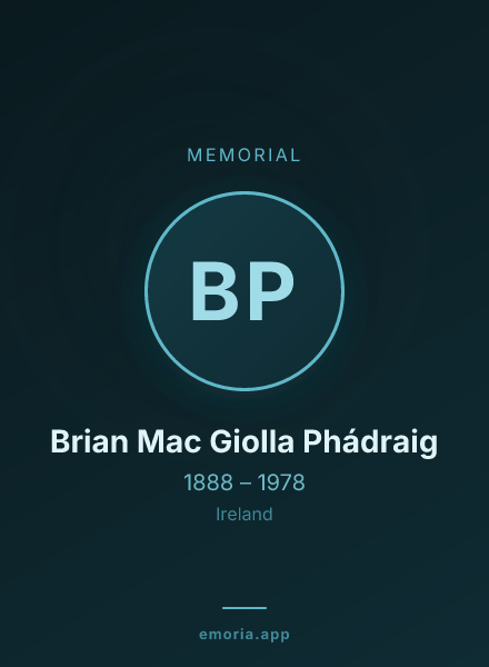 Memorial portrait of Brian Mac Giolla Phádraig