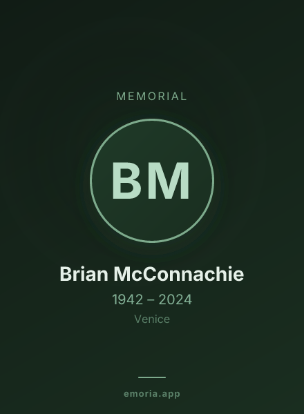 Memorial portrait of Brian McConnachie