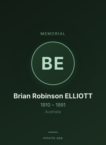 Memorial portrait of Brian Robinson ELLIOTT