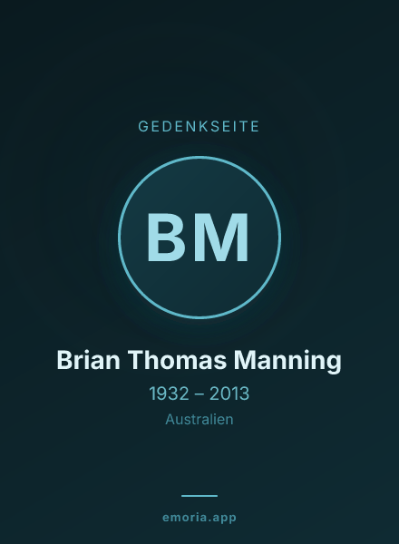 Gedenkportrait von Brian Thomas Manning