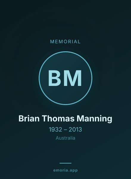 Memorial portrait of Brian Thomas Manning