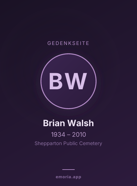 Gedenkportrait von Brian Walsh