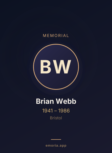 Memorial portrait of Brian Webb